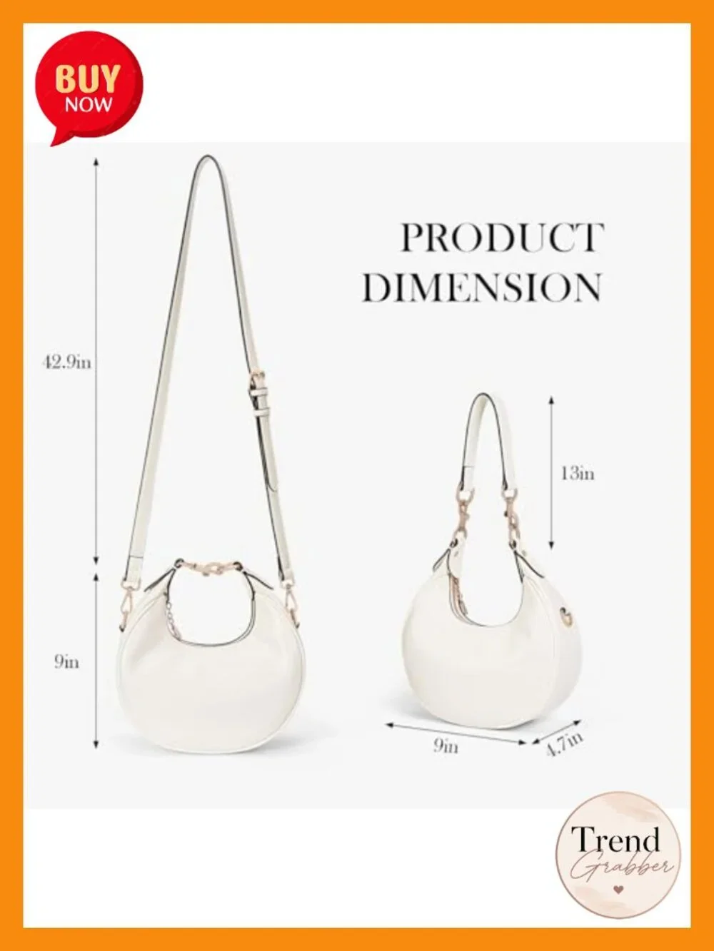 Faux Leather Crescent Bag 3-in-1 Shoulder Hobo Tote Handbag Clutch